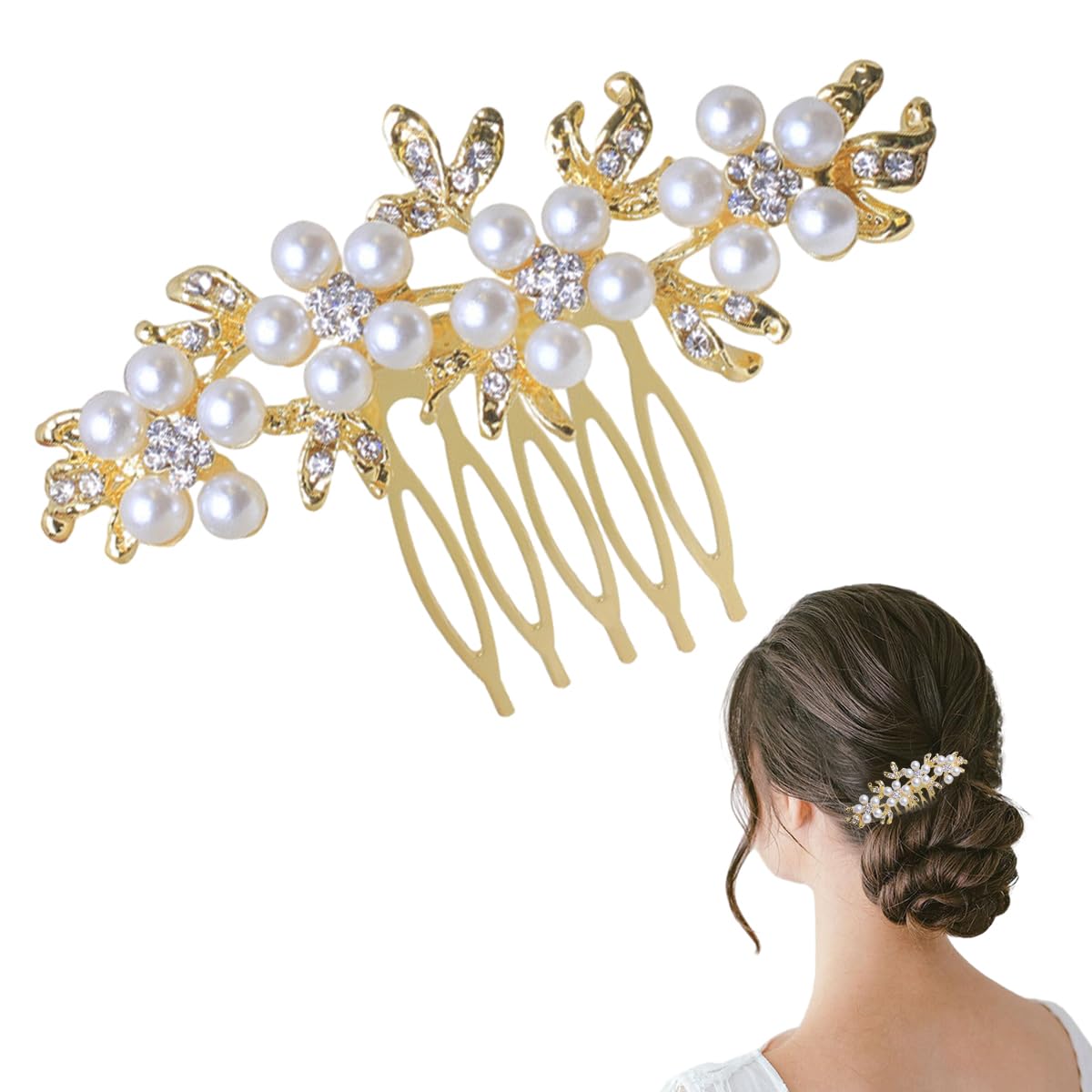 SANNIDHI Hair Clips for Women Pearl Side Comb Clip Flower Hair Pins for Women Girls Elegant 3in Bridal Comb Clips for Hair Bun Accessories for Wedding, Party, Dating SANNIDHI Hair Clips for Women Pearl Side Comb Clip Flower Hair Pins for Women Girls Elegant 3in Bridal Comb Clips for Hair Bun Accessories for Wedding, Party, Dating